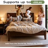 image:imageWLIVE Full Size Bed Frame with Tall Headboard Pine Solid Wood Platfrom  Wooden Slats Support No Box Spring Needed Easy Assembly NoiseFree MidCentury Modern Style Adjustable Level Feet BrownQueen