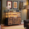 image:imageWLIVE Grey Dresser TV Stand for 45 50 55 inch TV Entertainment Center with LED Lights amp Charging Station TV Media Console Table with 9 Fabric Drawers and Open Shelves for Living Room Dark GreyRustic Brown