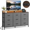 image:imageWLIVE Grey Dresser TV Stand for 45 50 55 inch TV Entertainment Center with LED Lights amp Charging Station TV Media Console Table with 9 Fabric Drawers and Open Shelves for Living Room Dark GreyDark Grey