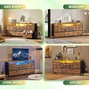 image:imageWLIVE Grey Dresser TV Stand for 45 50 55 inch TV Entertainment Center with LED Lights amp Charging Station TV Media Console Table with 9 Fabric Drawers and Open Shelves for Living Room Dark GreyRustic Brown