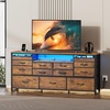 image:imageWLIVE Grey Dresser TV Stand for 45 50 55 inch TV Entertainment Center with LED Lights amp Charging Station TV Media Console Table with 9 Fabric Drawers and Open Shelves for Living Room Dark GreyRustic Brown