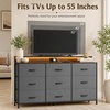 image:imageWLIVE Grey Dresser TV Stand for 45 50 55 inch TV Entertainment Center with LED Lights amp Charging Station TV Media Console Table with 9 Fabric Drawers and Open Shelves for Living Room Dark GreyDark Grey