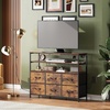image:imageWLIVE Grey Dresser TV Stand for 45 50 55 inch TV Entertainment Center with LED Lights amp Charging Station TV Media Console Table with 9 Fabric Drawers and Open Shelves for Living Room Dark GreyRustic Brown