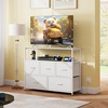 image:imageWLIVE Grey Dresser TV Stand for 45 50 55 inch TV Entertainment Center with LED Lights amp Charging Station TV Media Console Table with 9 Fabric Drawers and Open Shelves for Living Room Dark GreyWhite