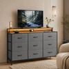 image:imageWLIVE Grey Dresser TV Stand for 45 50 55 inch TV Entertainment Center with LED Lights amp Charging Station TV Media Console Table with 9 Fabric Drawers and Open Shelves for Living Room Dark GreyDark Grey