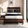 image:imageWLIVE Full Size Bed Frame with Tall Headboard Pine Solid Wood Platfrom  Wooden Slats Support No Box Spring Needed Easy Assembly NoiseFree MidCentury Modern Style Adjustable Level Feet BrownFull
