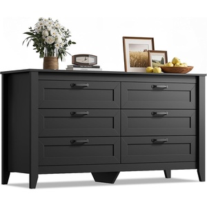 image:imageWLIVE 5 Drawer Black Dresser for Bedroom Unique AntiTip Structure Wood Chest of Drawers with Mental Handles Tall Storage Organizer Cabinet for Living Room Hallway Closet HomeBlack