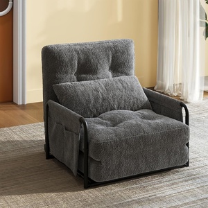 image:imageWLIVE Futon Sofa Bed Bean Bag Chair for Adults Floor Chair with Adjustable Backrest Armrest Pillow Low Profile for Living Room Single BeigeGrey
