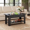 image:imageWLIVE 2Tier Coffee Table with XShape Frame Classic WhiteRetro Black Oak