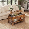 image:imageWLIVE 2Tier Coffee Table with XShape Frame Classic WhiteRetro Brown