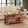 image:imageWLIVE 2Tier Coffee Table with XShape Frame Classic WhiteRetro Brown