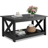 image:imageWLIVE 2Tier Coffee Table with XShape Frame Classic WhiteClassic Black
